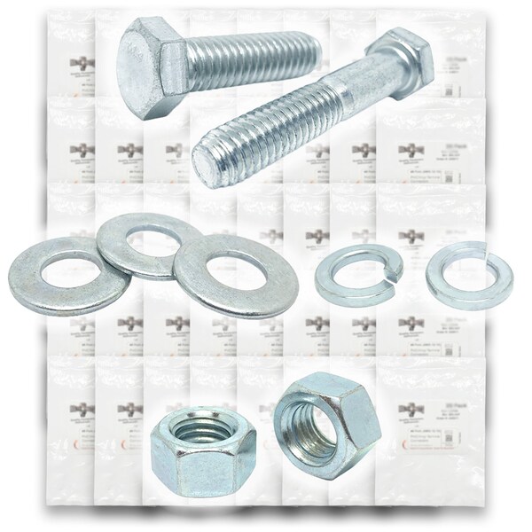 Boltsandnuts.Com Metric Class 10.9 Hex Cap Screws, Hex Nuts, Flat & Lock Washers Coarse Thread Zinc Clear - 1268 PCS Assortment Kit #360 - main